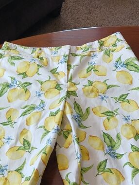 Lemon Print Cotton Shorts - White & Yellow